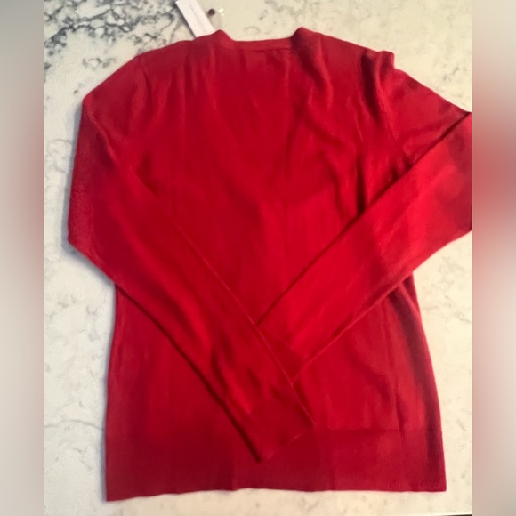 New 7th Avenue New York & Co Glitter Button V Neck L/S Cardigan Sz Small Red - Picture 2 of 8